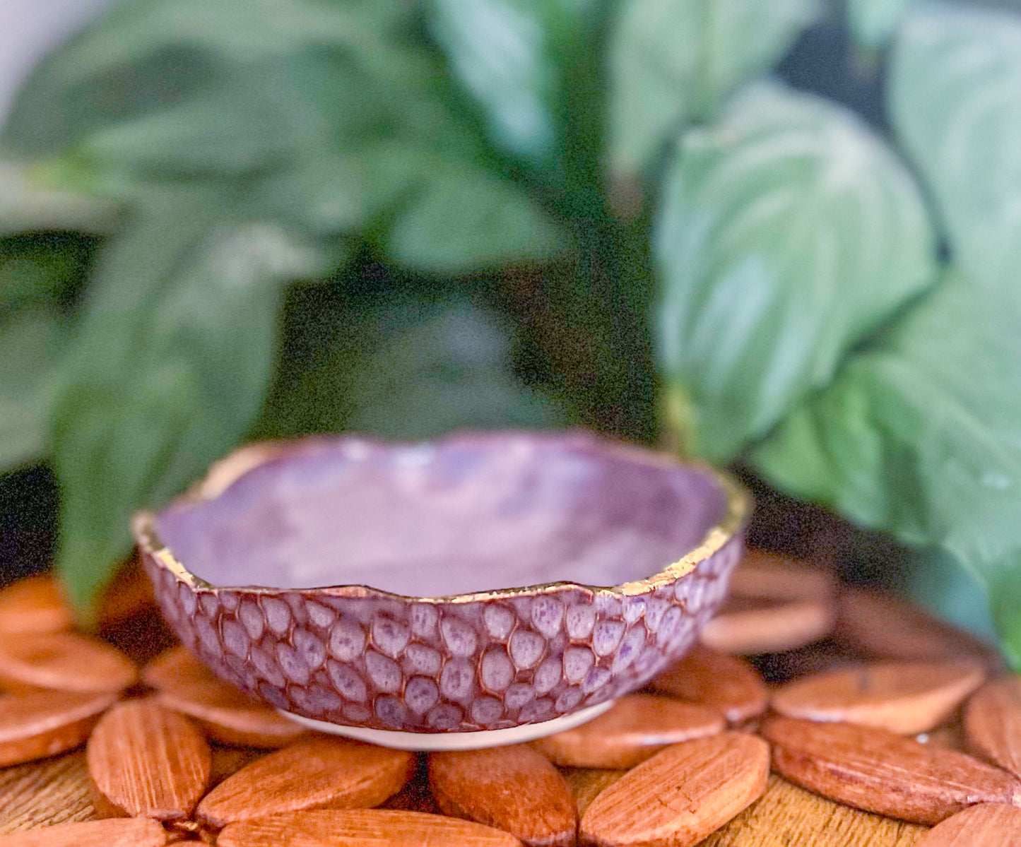 Merlot Gold Trimmed Trinket Dish