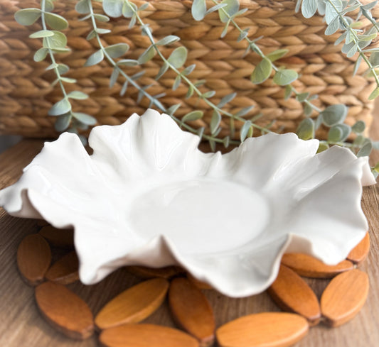 Chic White Ruffled Dish