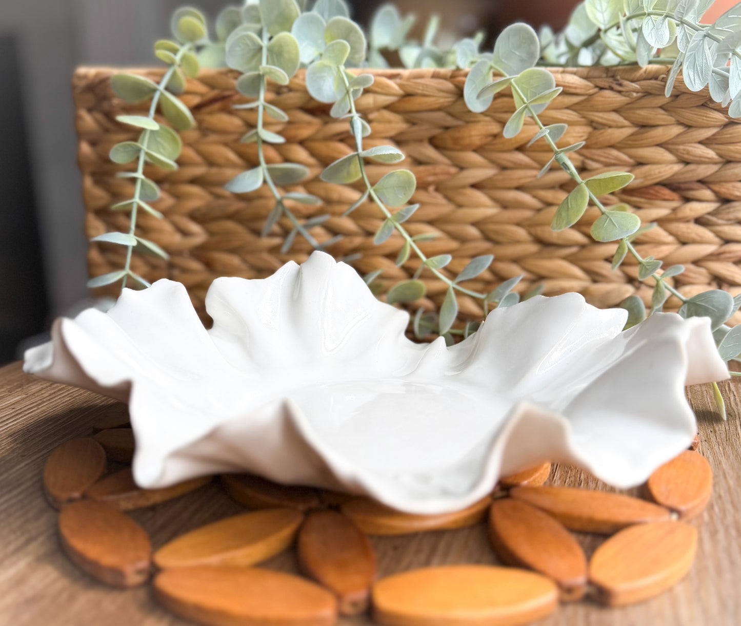 Chic White Ruffled Dish