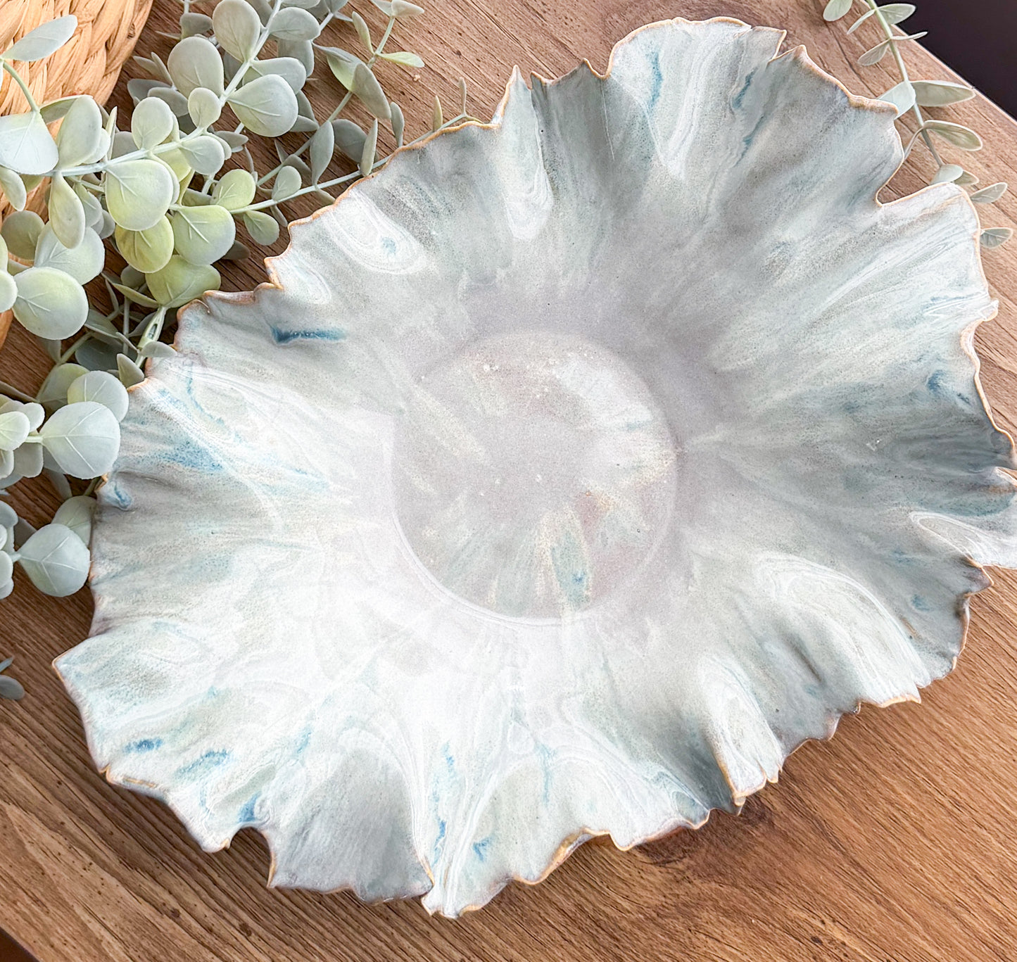 Coastal Whisper Ruffled Dish