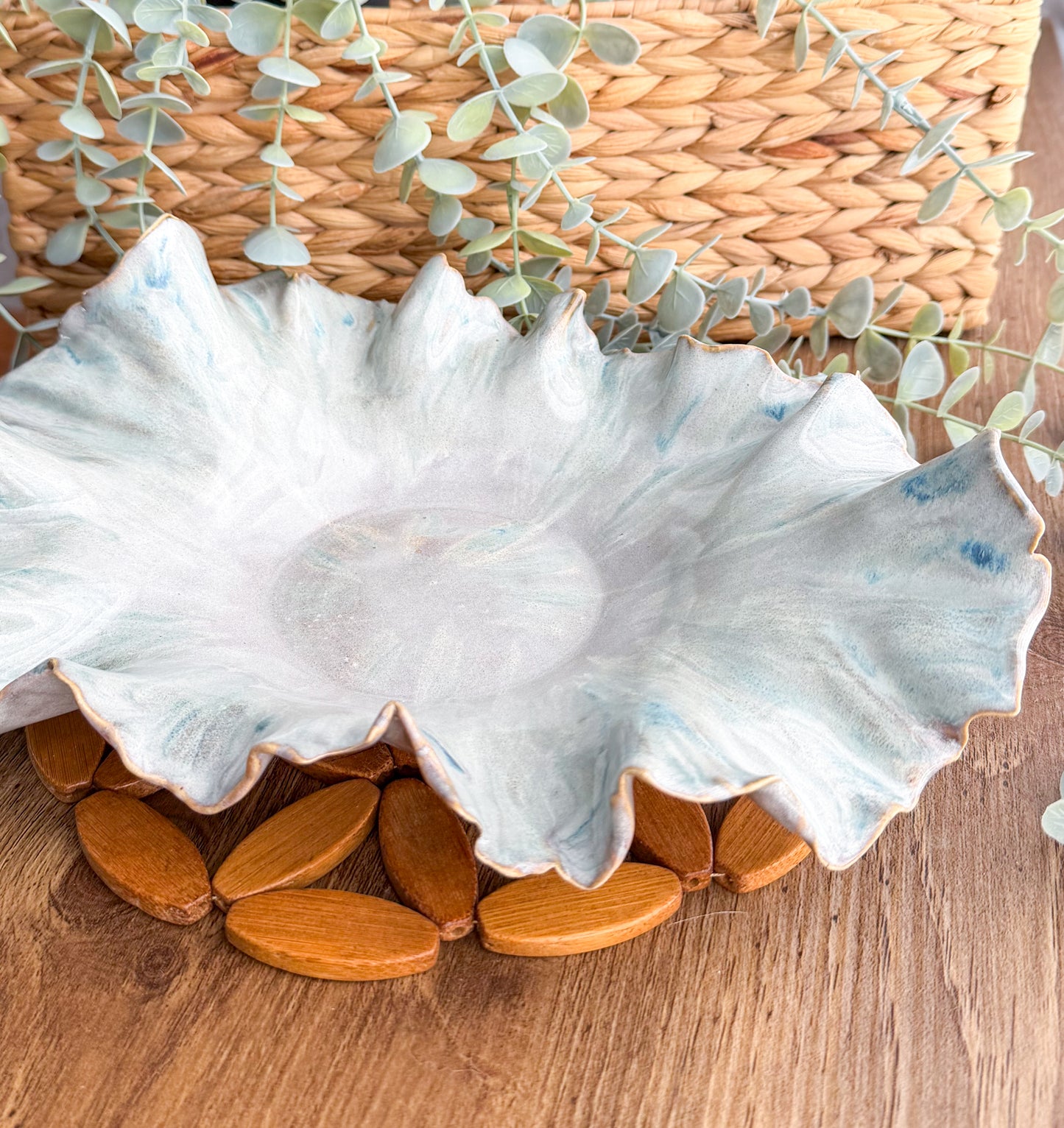 Coastal Whisper Ruffled Dish